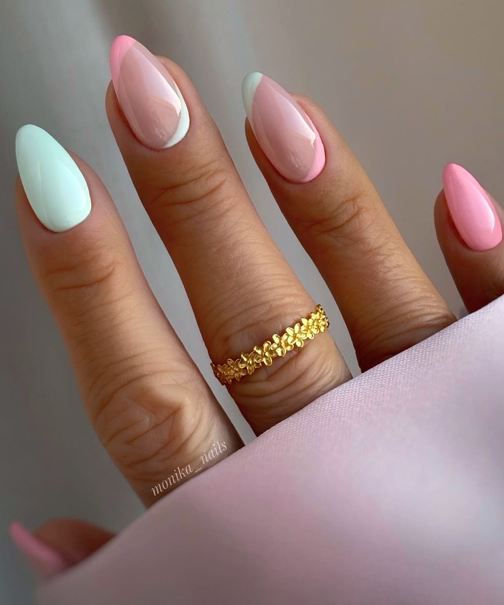 Pink gruene Naegel mit Negative Space