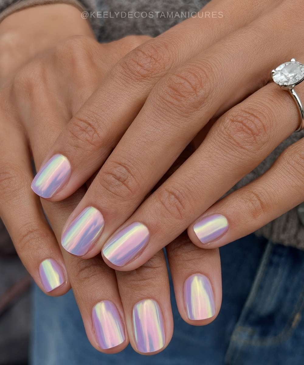 Rosa lila aurora chrome naegel