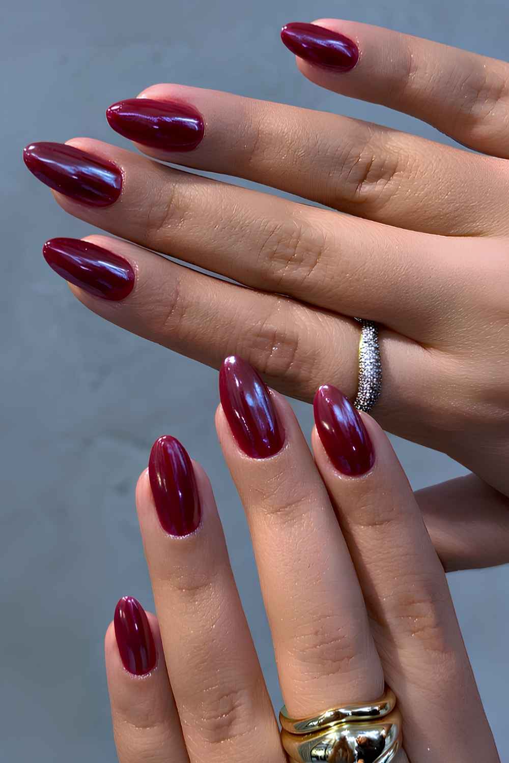 Burgunder Naegel mit Chrome Finish