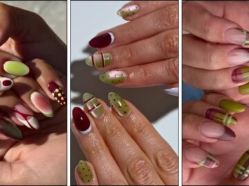 Burgundy und gruene naegel