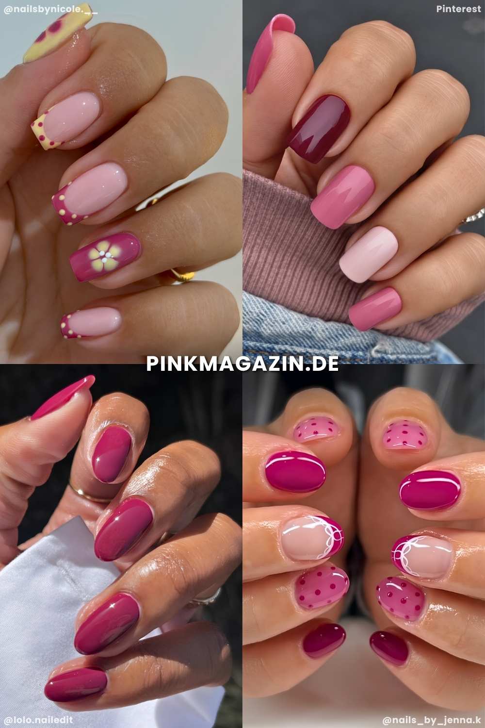 Collage mit beerigen Pink Naegeln
