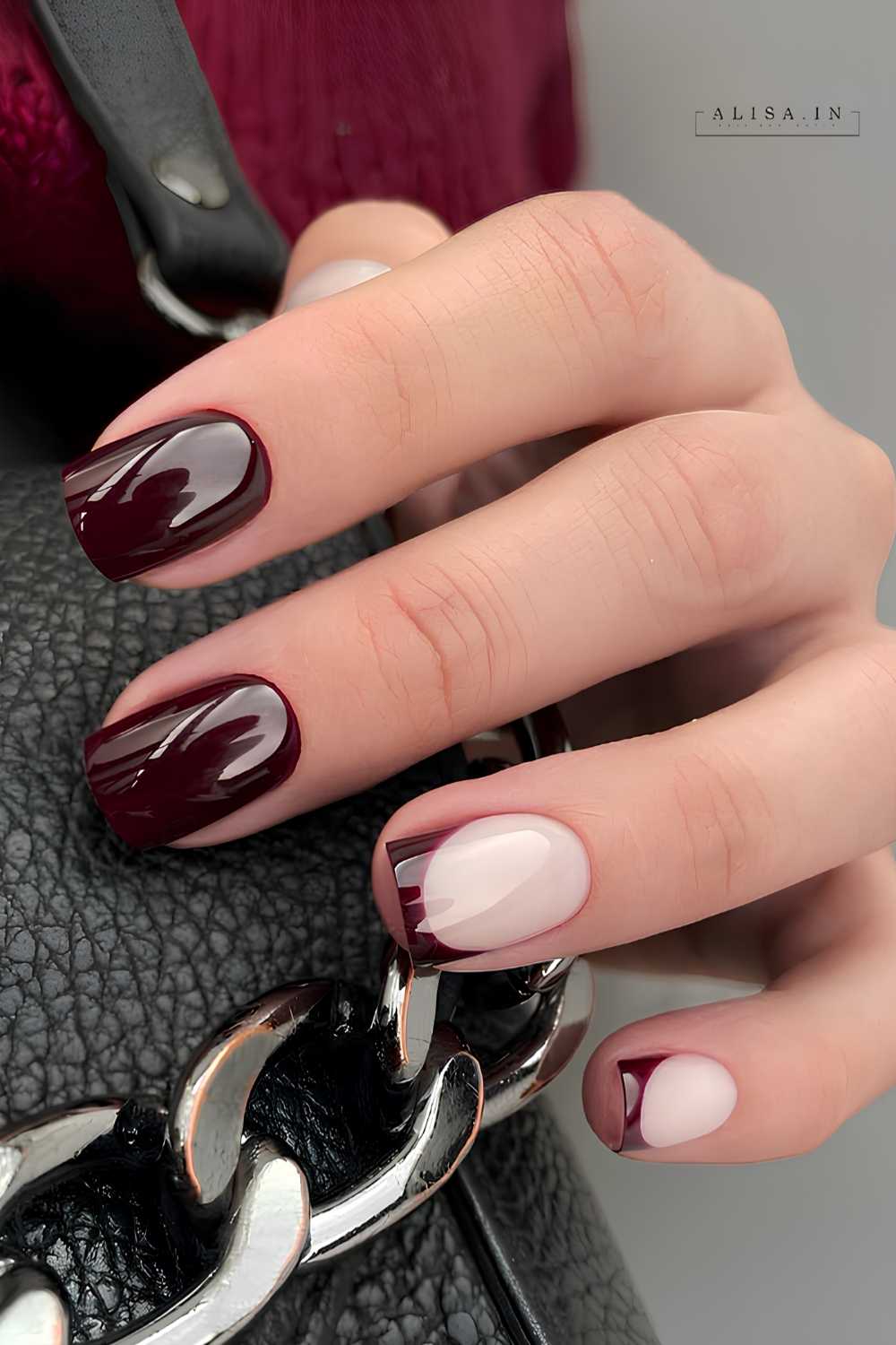 Black Cherry Naegel mit French Akzenten