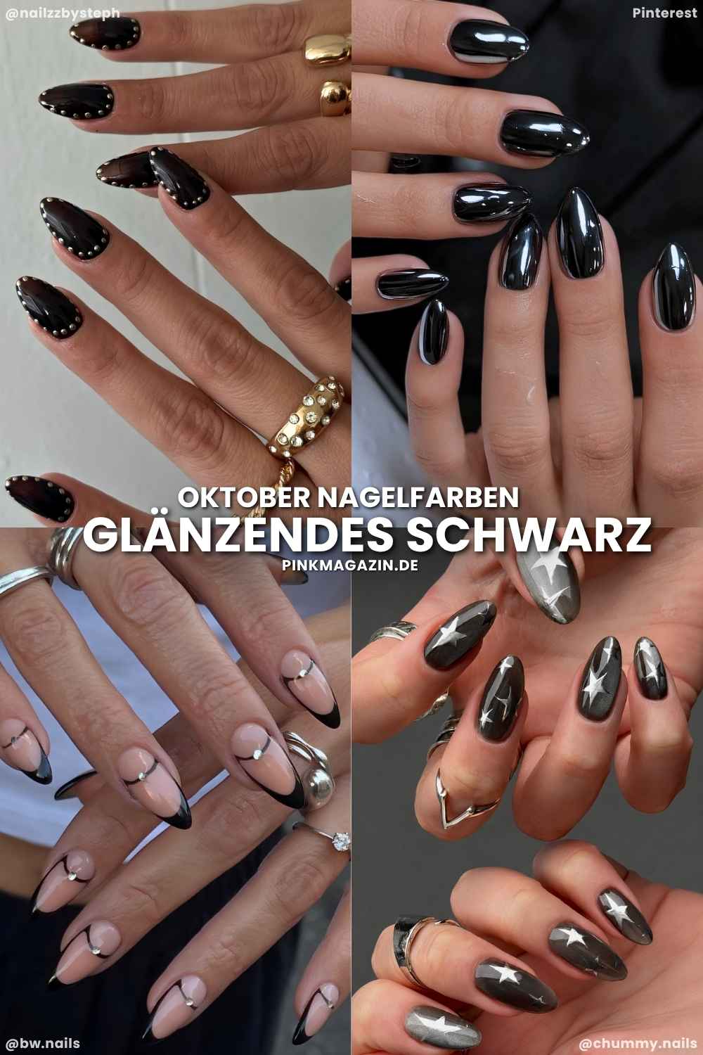 Glaenzend schwarze Oktober Naegel