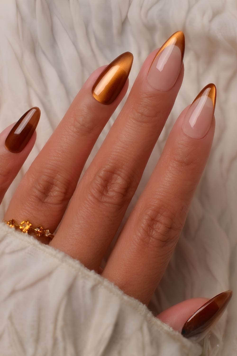 Rostorange Cat Eye Naegel